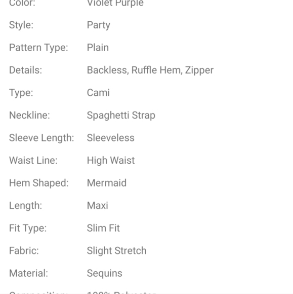 Violet/Purple ,   Spaghetti Strap,   Sequined, Merm… - Picture 10 of 11